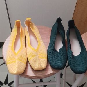 Stylish Yellow and Green Women's Flats Size38